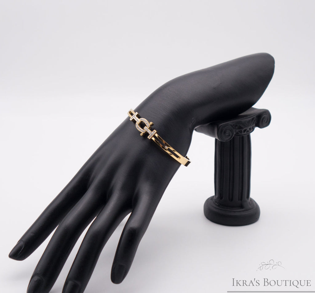 Gold Ummanteltes Zirkonia Horseshoe Chain Armband