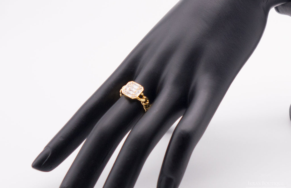 Gold ummantelter Big Zirkonia Chain Ring