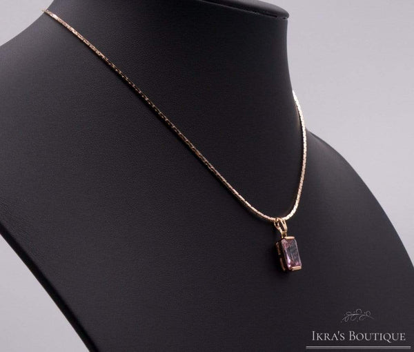 Berceste series Halskette mit rosa Stein Anhänger - Ikra's Boutique