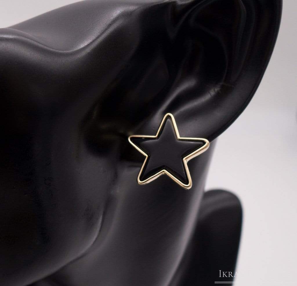 Gold ummantelte Black Star Ohrringe - Ikra's Boutique