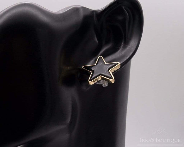 Gold ummantelte Black Star Ohrringe - Ikra's Boutique