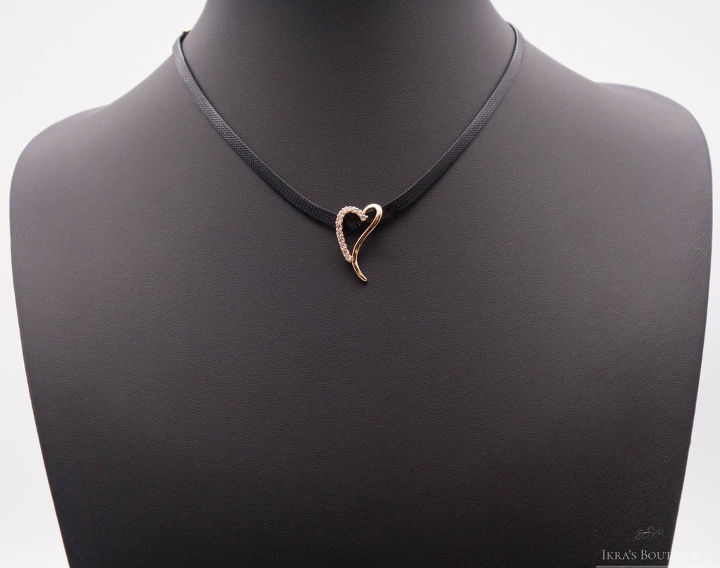 Gold ummantelte Black Zirkonia Heart Halskette - Ikra's Boutique