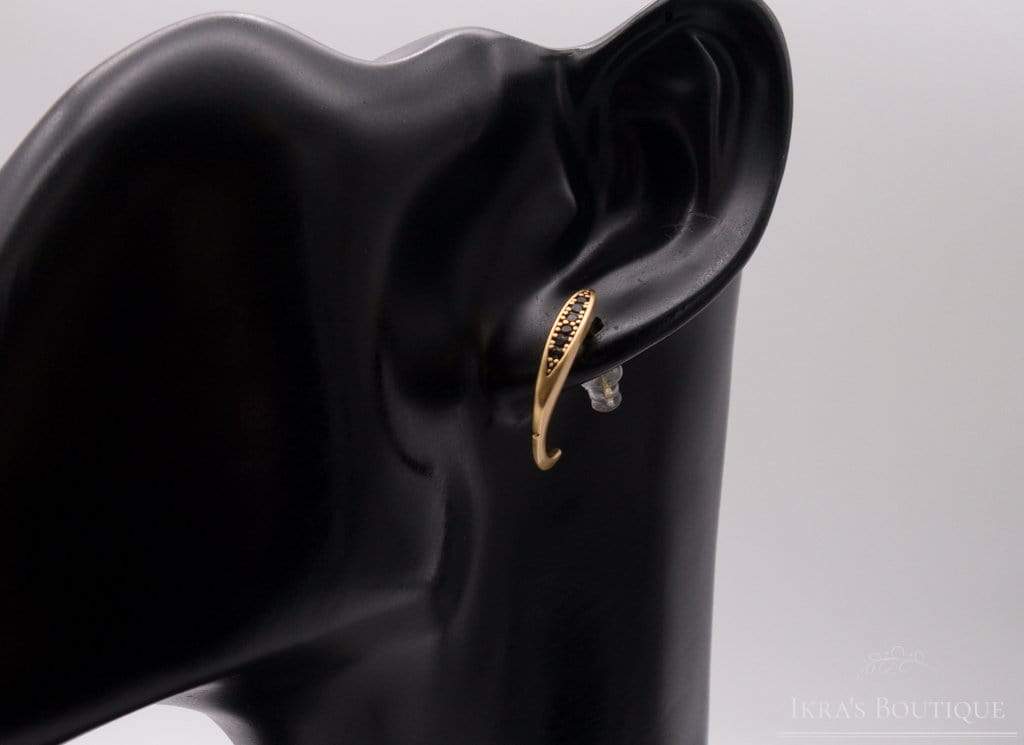 Gold ummantelte Black Zirkonia Line Ohrringe - Ikra's Boutique