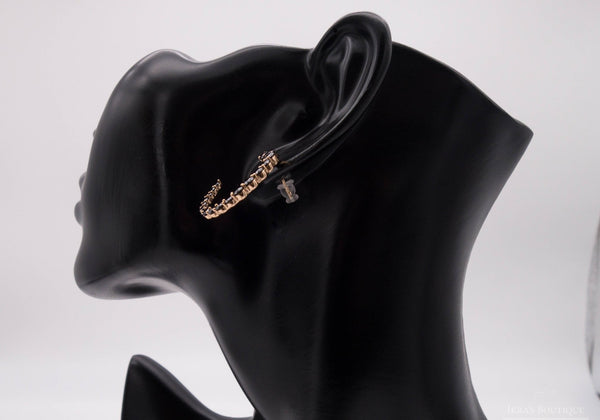 Gold ummantelte Black Zirkonia Semicircle Ohrringe - Ikra's Boutique