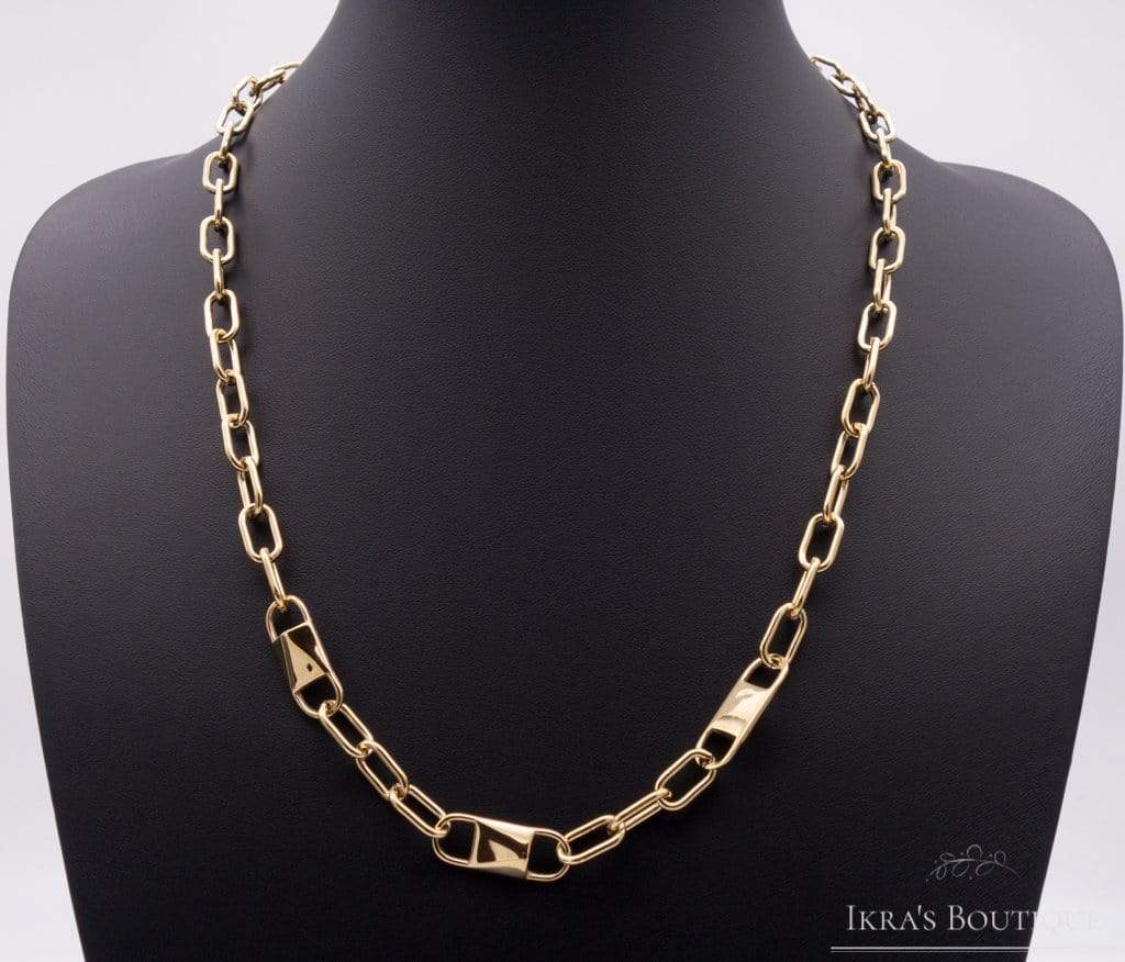 Gold ummantelte Doppelschloss Halskette - Ikra's Boutique