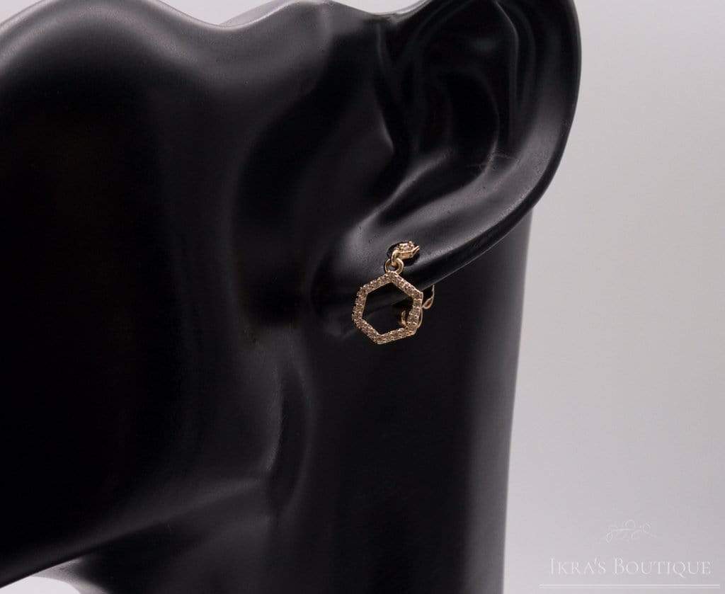 Gold ummantelte Hexagon Ohrringe - Ikra's Boutique