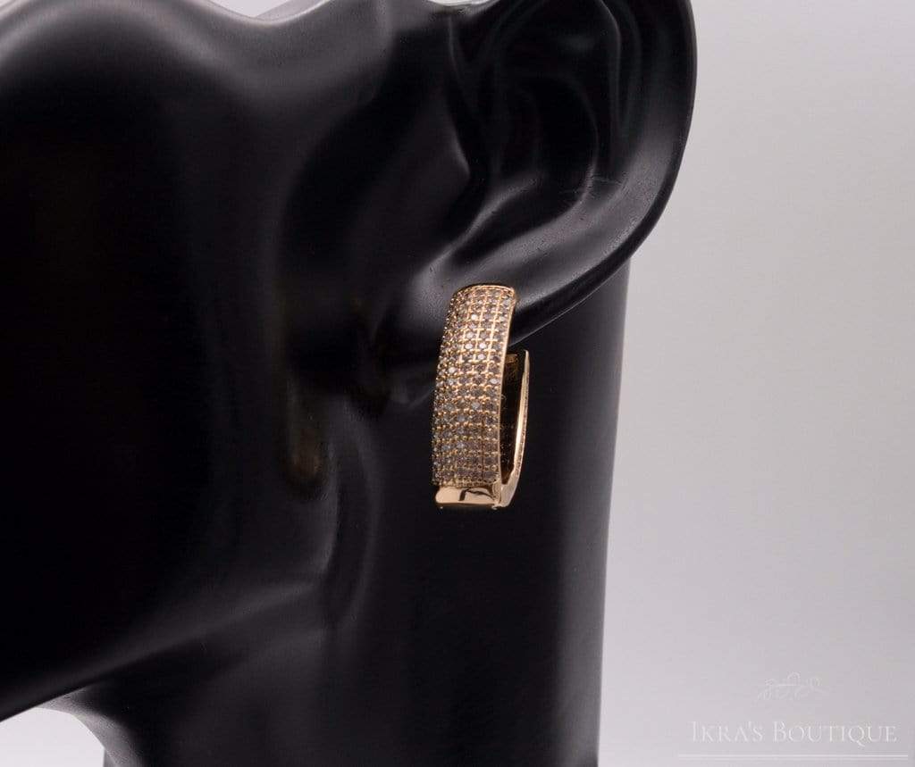 Gold ummantelte Long Zirkonia Heart Ohrringe - Ikra's Boutique
