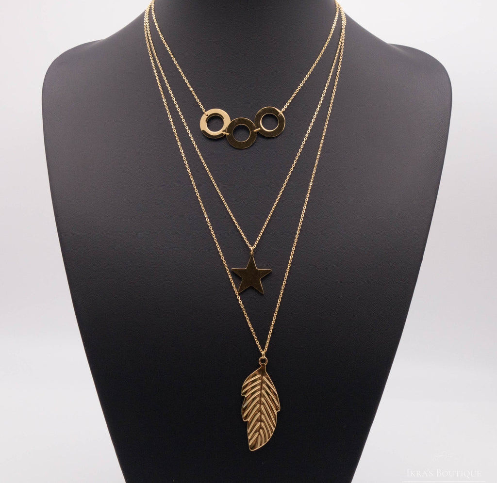 Gold ummantelte Star Leaf Zirkonia Halskette - Ikra's Boutique