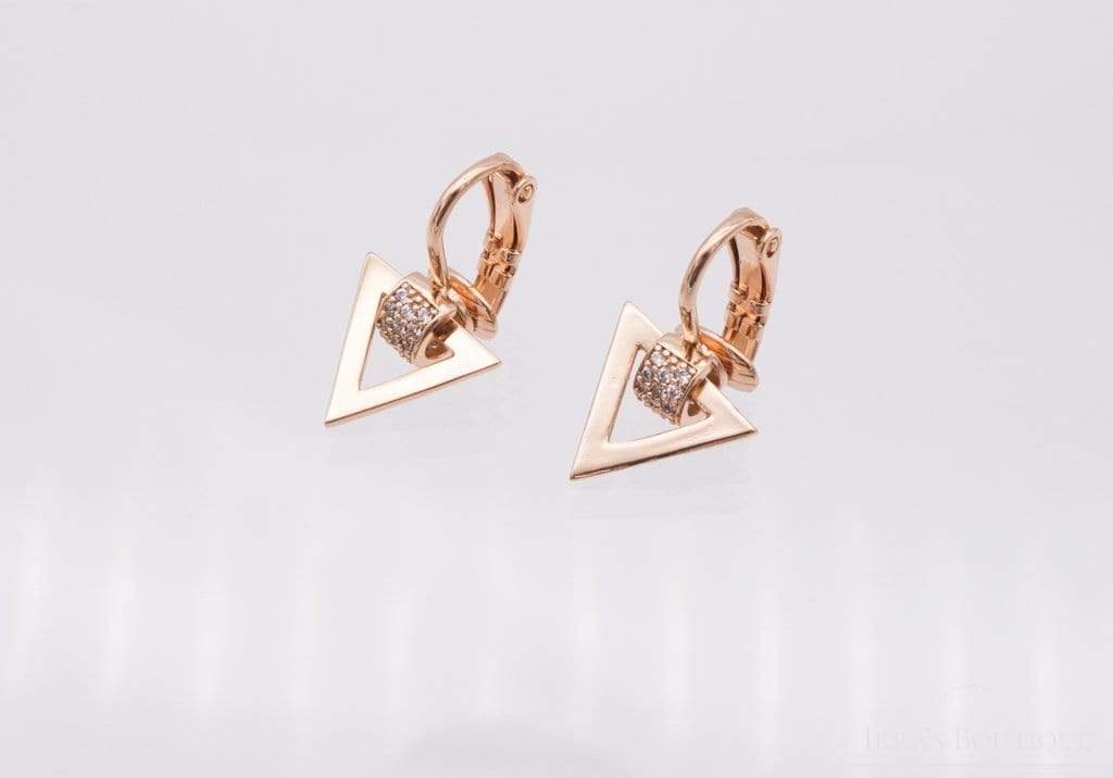 Gold ummantelte Triangle Wrapped Zirkonia Ohrringe - Ikra's Boutique
