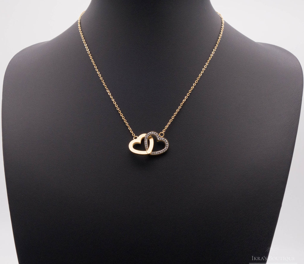 Gold ummantelte Zirkonia Heart Halskette - Ikra's Boutique