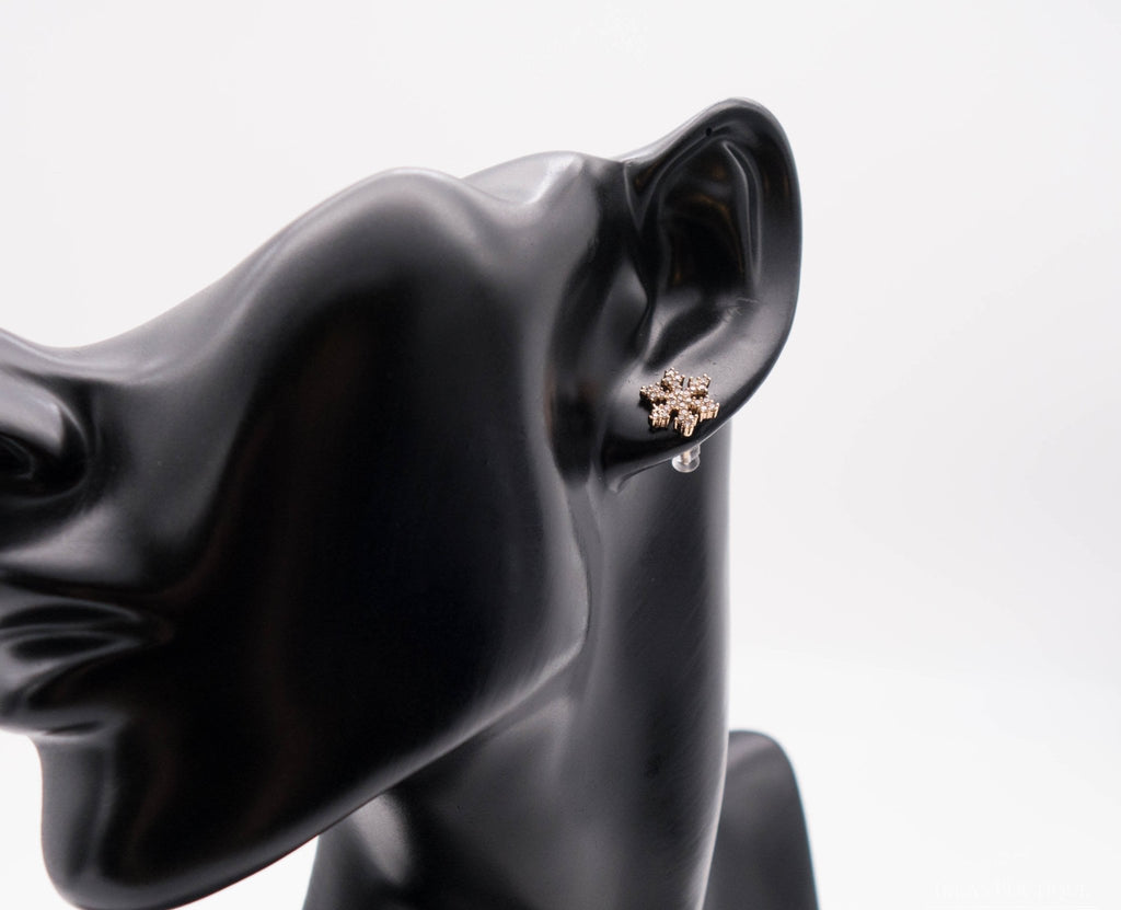 Gold ummantelte Zirkonia Snowflake Ohrringe - Ikra's Boutique