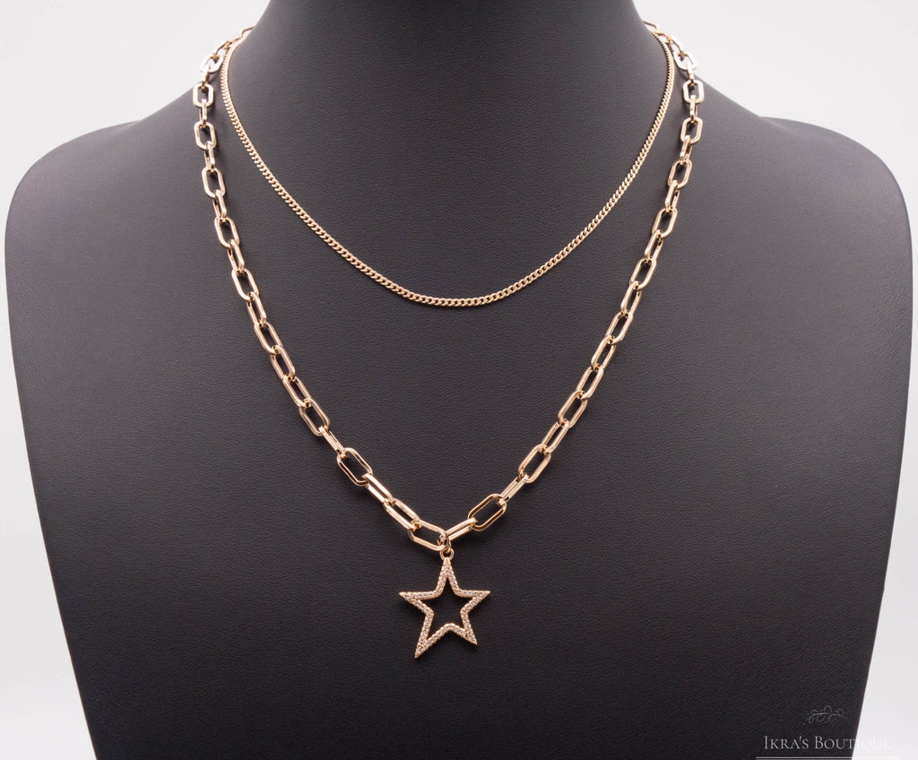 Gold ummantelte Zirkonia Star Halskette - Ikra's Boutique