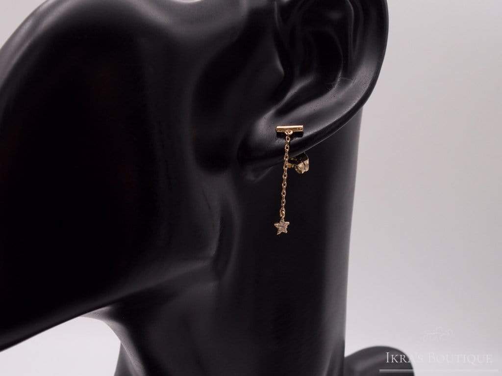 Gold ummantelte Zirkonia Star Pendant Ohrringe - Ikra's Boutique