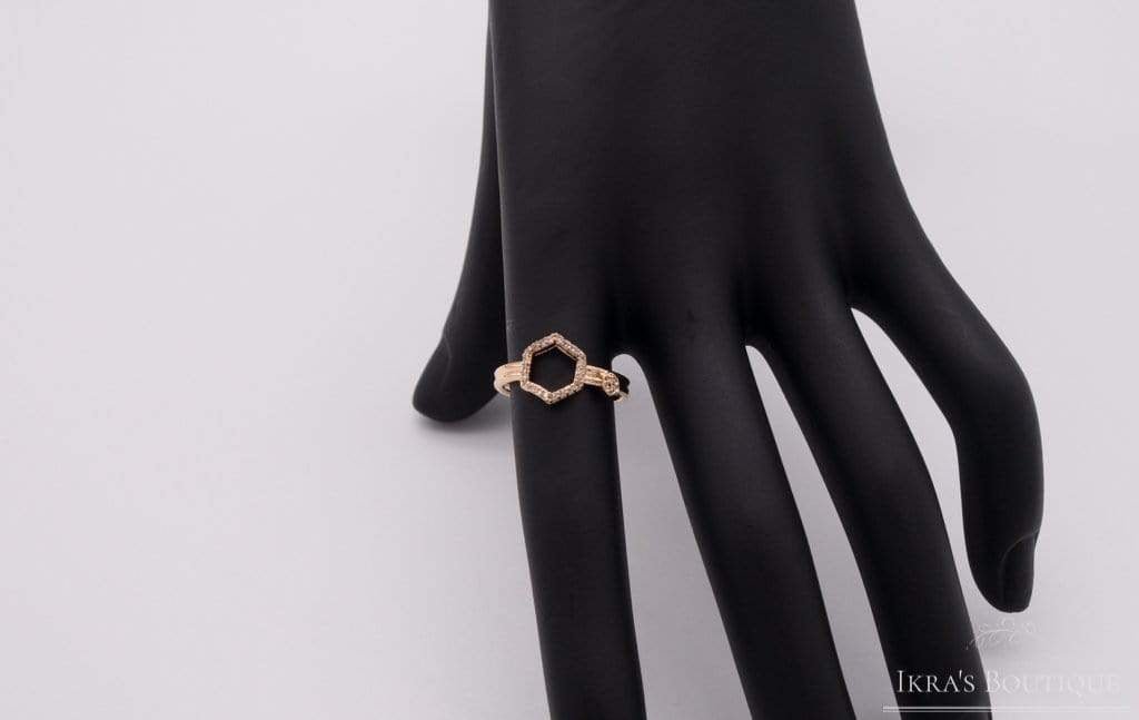 Gold ummantelter Hexagon Zirkonia Ring - Ikra's Boutique