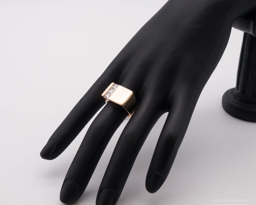 Gold ummantelter Three Line Zirkonia Ring - Ikra's Boutique