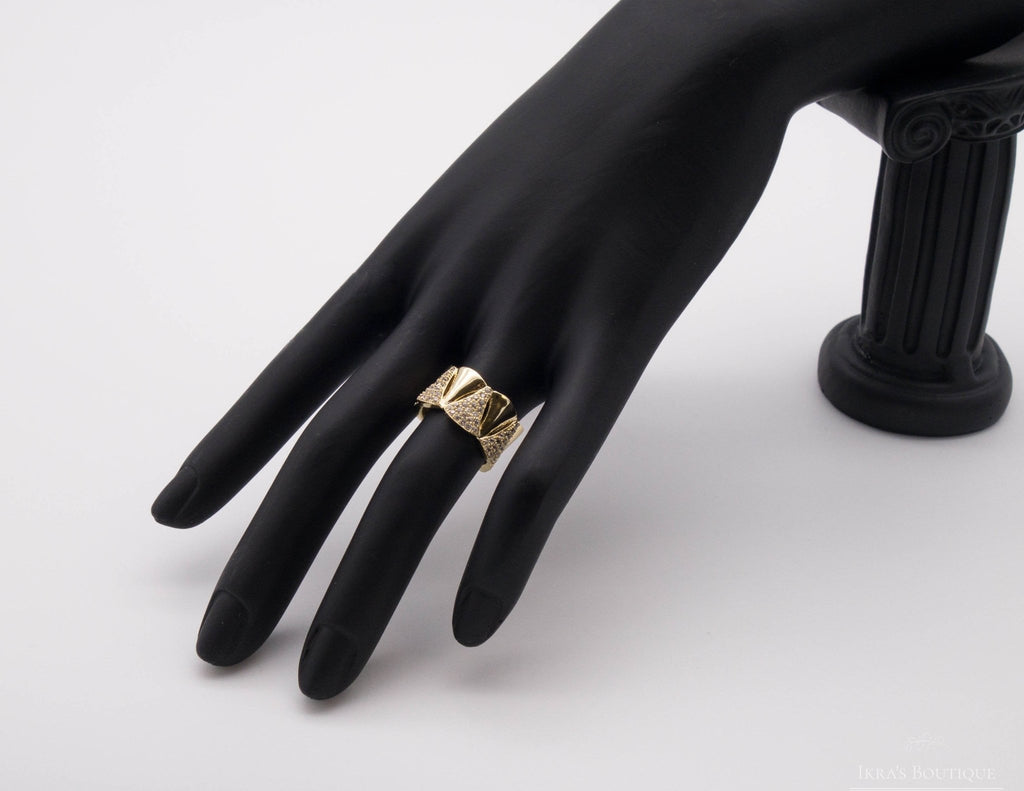 Gold ummantelter Triangle Zirkonia Ring - Ikra's Boutique