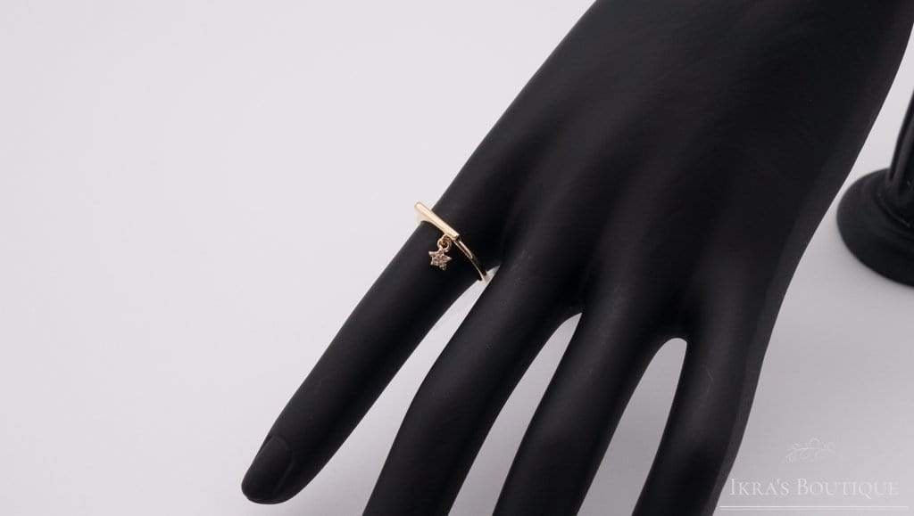 Gold ummantelter Zirkonia Star Pendant Ring - Ikra's Boutique