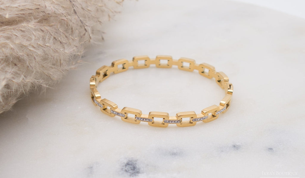 Gold Ummanteltes Chain Line Armband - Ikra's Boutique
