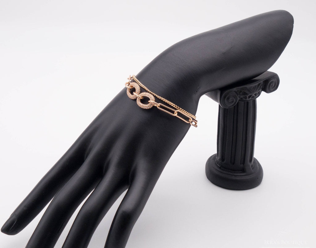 Gold Ummanteltes Double Zirkonia Chain Armband - Ikra's Boutique