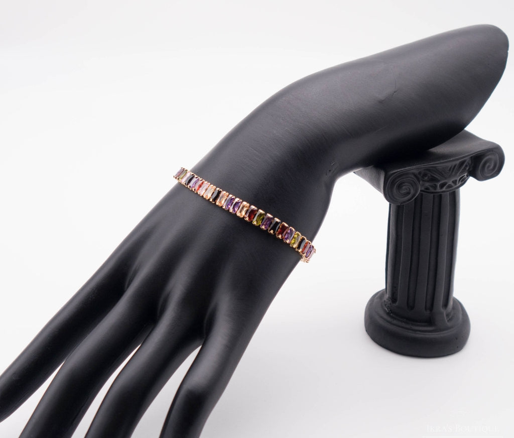 Gold Ummanteltes Rainbow Zirkonia Armband - Ikra's Boutique