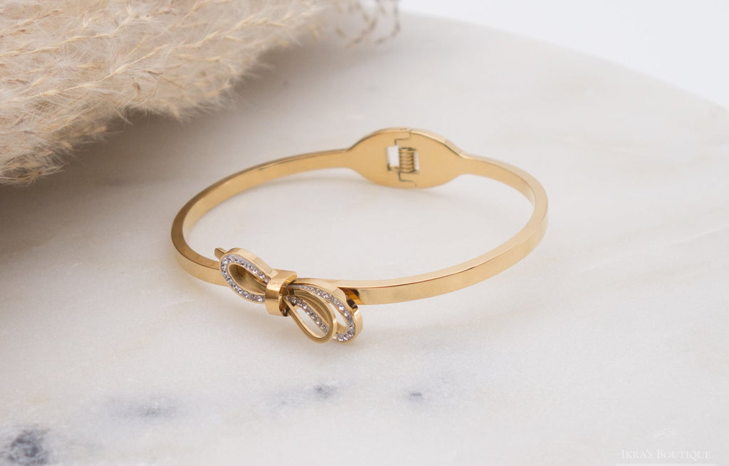 Gold Ummanteltes Ribbon Zirkonia Armband - Ikra's Boutique