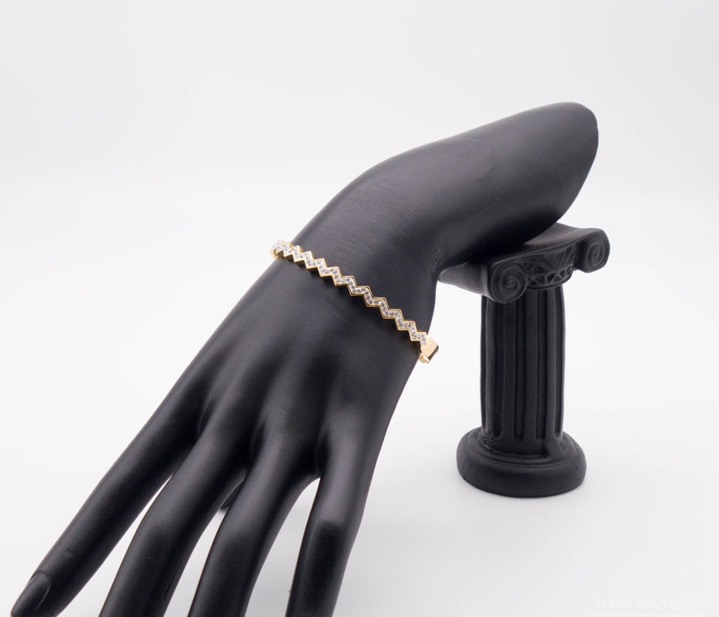 Gold Ummanteltes Thin Zirkonia Wave Armband - Ikra's Boutique