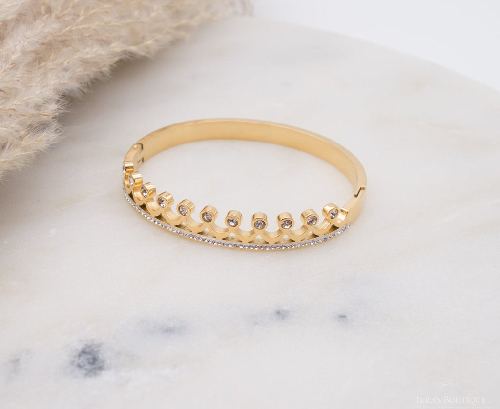 Gold Ummanteltes Zirkonia Crown Armband - Ikra's Boutique