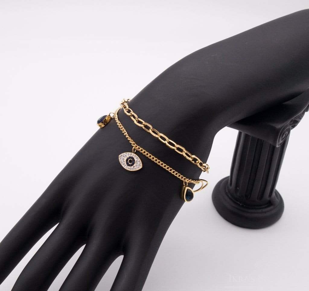 Gold ummanteltes Zirkonia Eye Armband - Ikra's Boutique