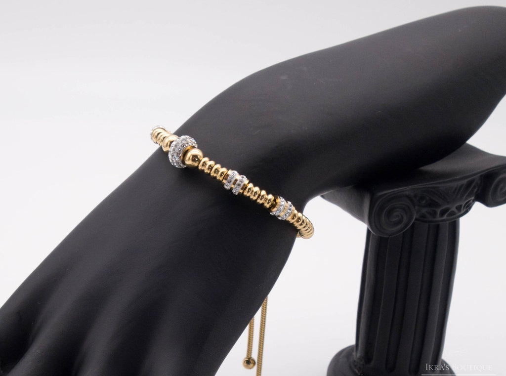 Gold Ummanteltes Zirkonia Zylinder Armband - Ikra's Boutique