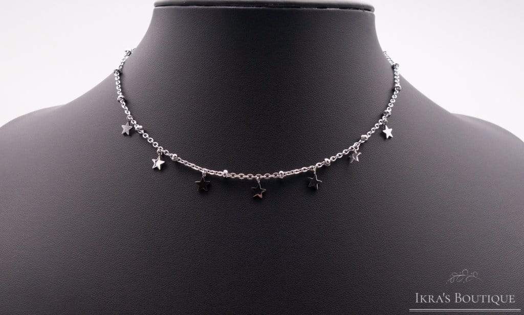 Sternchen Edelstahl Halskette mit Rundkugeln Silber - Ikra's Boutique